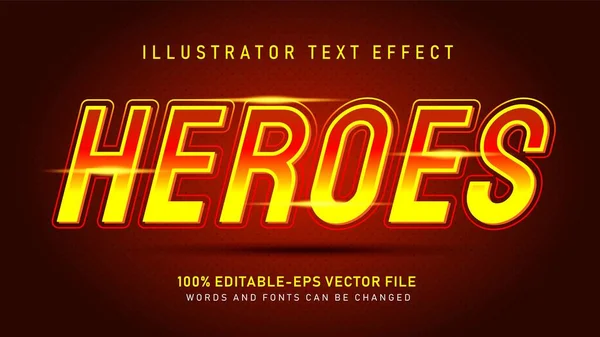 Héroes Efecto Estilo Texto — Archivo Imágenes Vectoriales