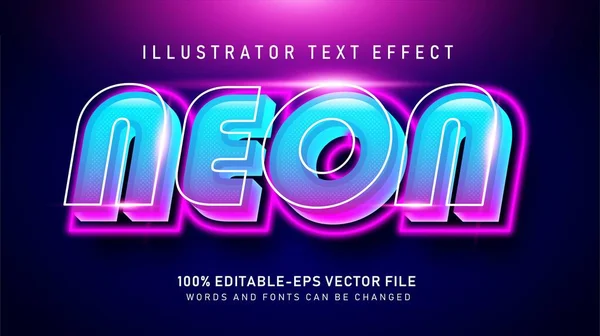 Efek Gaya Teks Neon Bold - Stok Vektor