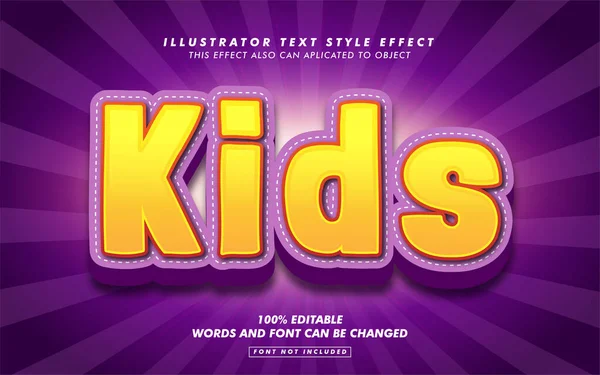 Enfants Dessin Animé Style Texte Effet Maquette — Image vectorielle
