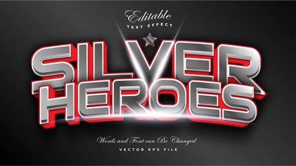 Silver Heroes Efecto Texto — Archivo Imágenes Vectoriales