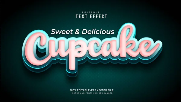 Cupcake Efeito Texto Vetorial — Vetor de Stock