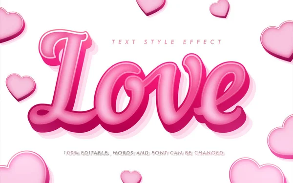 Love Curly Text Style Effect Valentines Day — Stock Vector