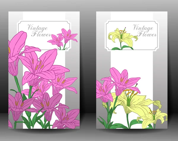 Tarjetas con flores — Vector de stock