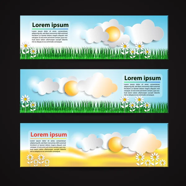 Banners with sun and clouds — Stock Vector