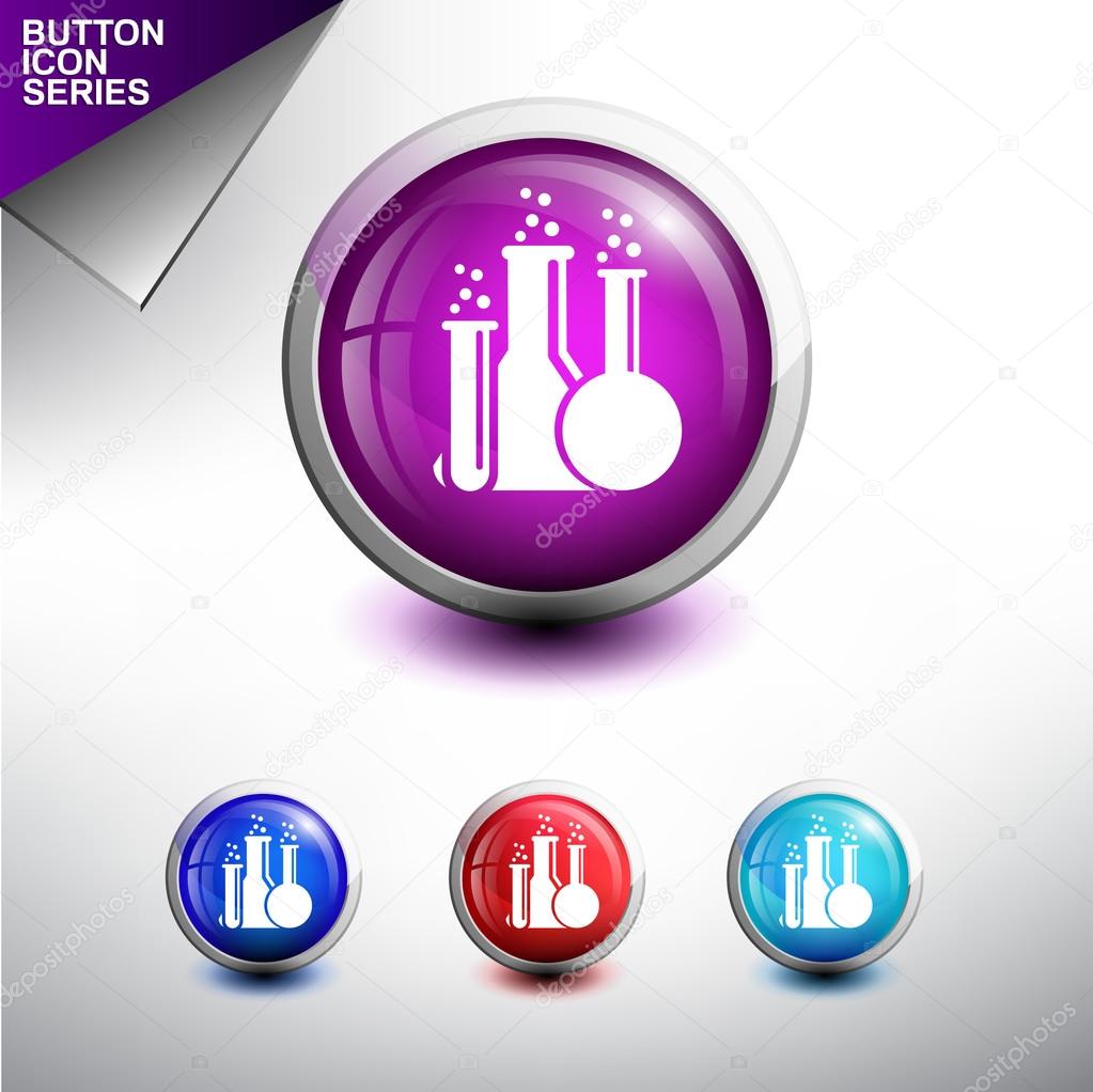 Glossy Button Icons Set. Vector Laboratory glassware Icons