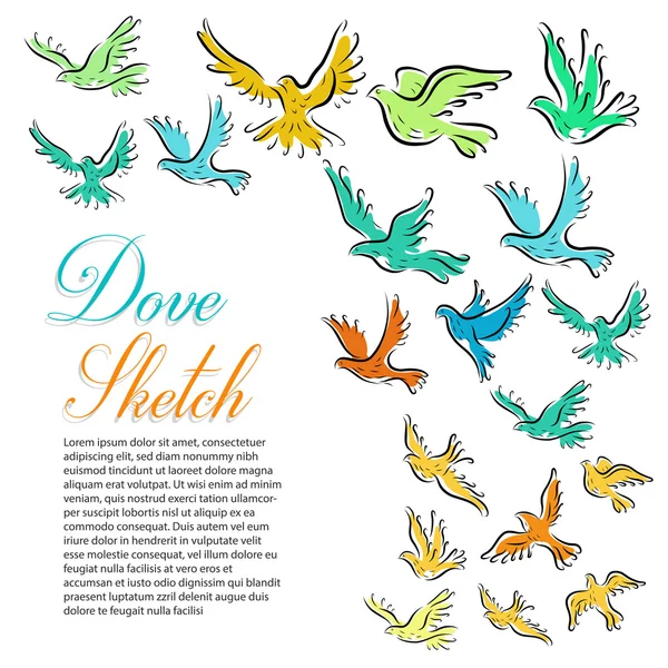 Pigeons et colombes oiseaux symboles — Image vectorielle