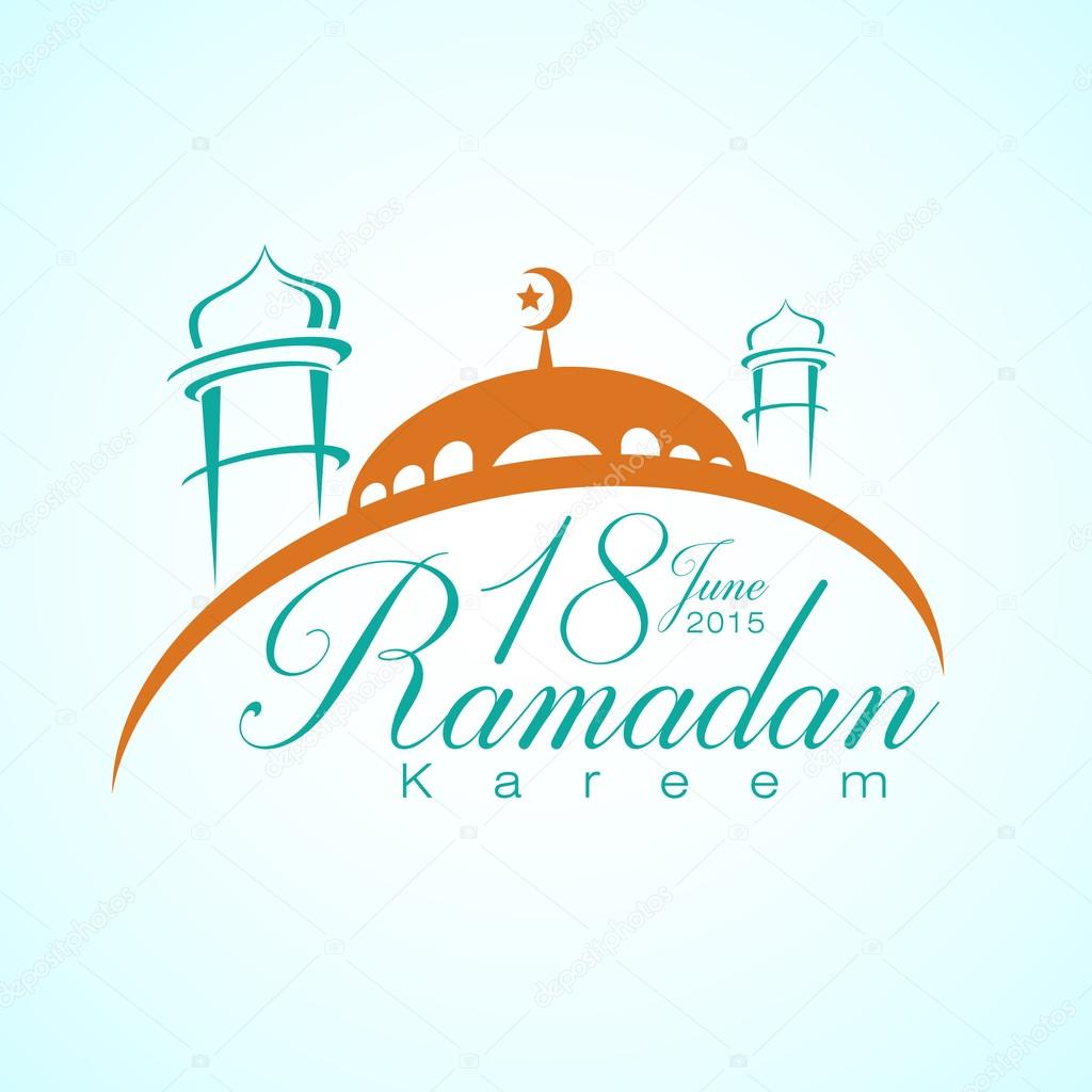 Ramadan Kareem 18 June 2015 with Mosque. Vector Illustration