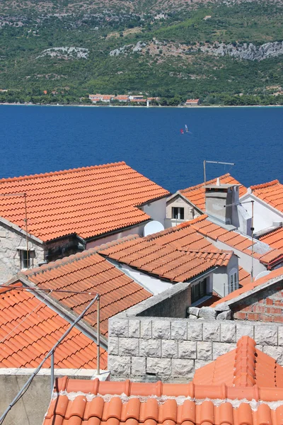 Red roofs of Korcula — Stock Photo, Image