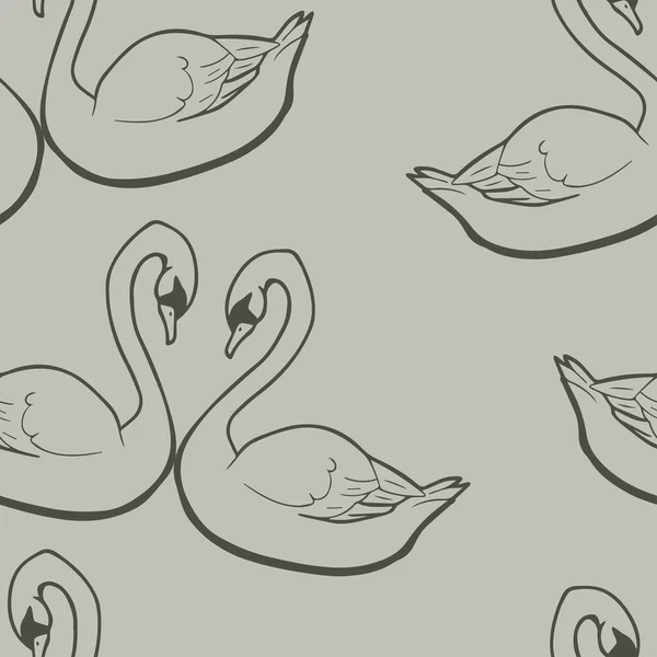 Swans couple seamless pattern — Stock Vector