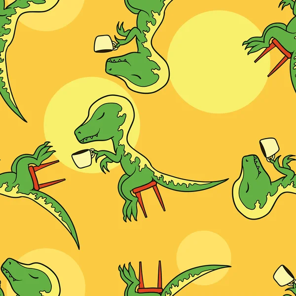 Tiranosaurio Rex con un patrón sin costuras taza — Vector de stock