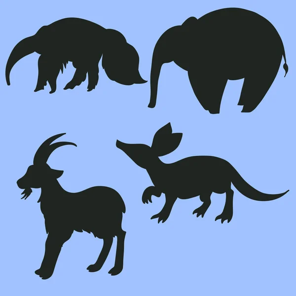 Set of vector animal silhouettes — Stock Vector
