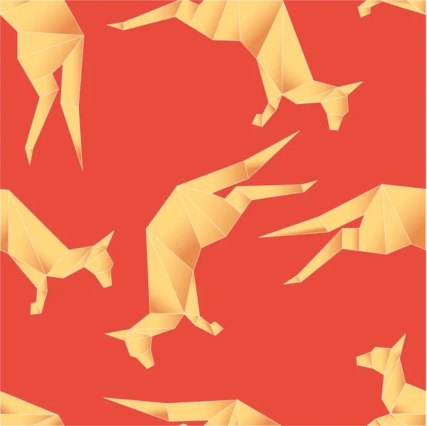 Origami kangaroo pattern — Stock Vector