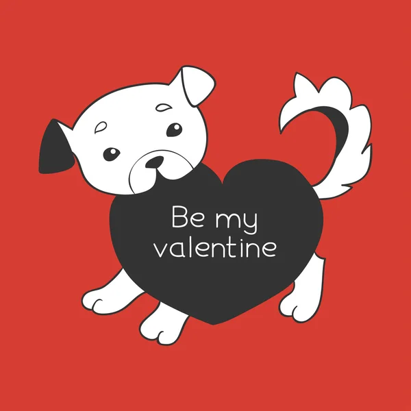 Filhote de cachorro com um cartão de dia de Valentim de coração — Vetor de Stock