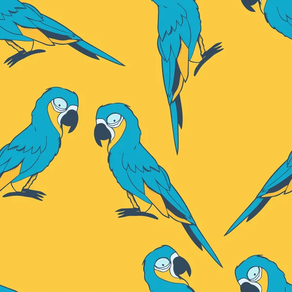 Blue macaw seamless pattern — Stock Vector