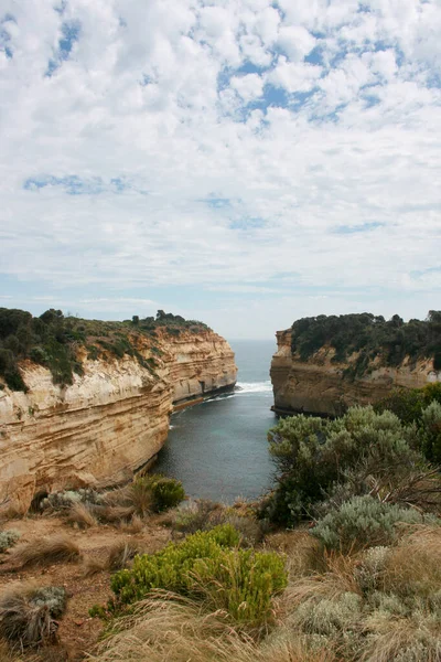 Empilhe Pedras Mar Loch Ard Gorge Contra Céu Port Campbell — Fotografia de Stock