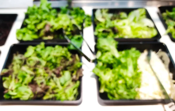 Close Blurred Green Salad Bar Healthy Eating Concept — Stock Photo, Image