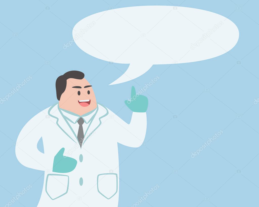 Male doctor with empty bubble qoute. hospital clinic health care service, Medical concept. vector illustration.
