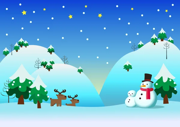 Snowman with snow theme background — Stock Vector