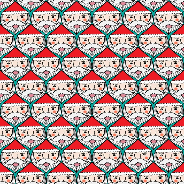 크리스마스 산타 클로스 얼굴 완벽 한 패턴 — 스톡 벡터