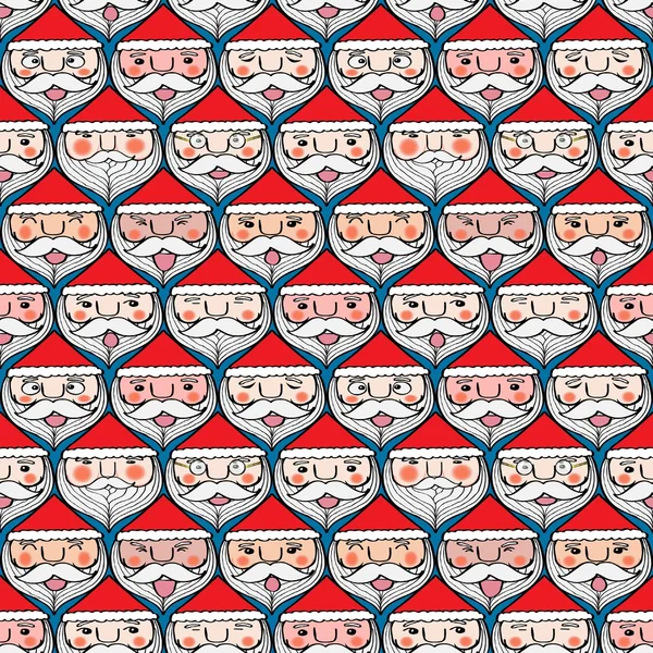 Christmas santa claus emotie gezicht naadloze patroon — Stockvector