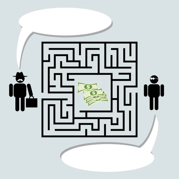 Money in maze — Stock Vector