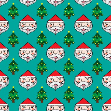 Noel Noel Baba ve çam ağacı seamless modeli