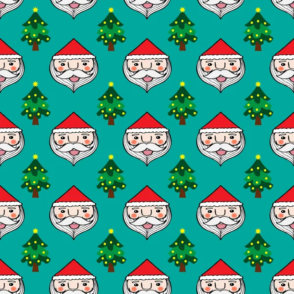 Noël santa claus et pin motif sans couture — Image vectorielle