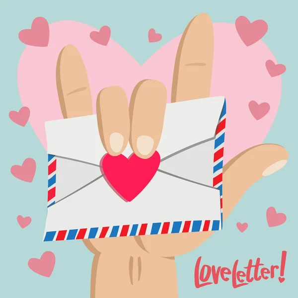 Love Letter with Love hand sign — Stock Vector