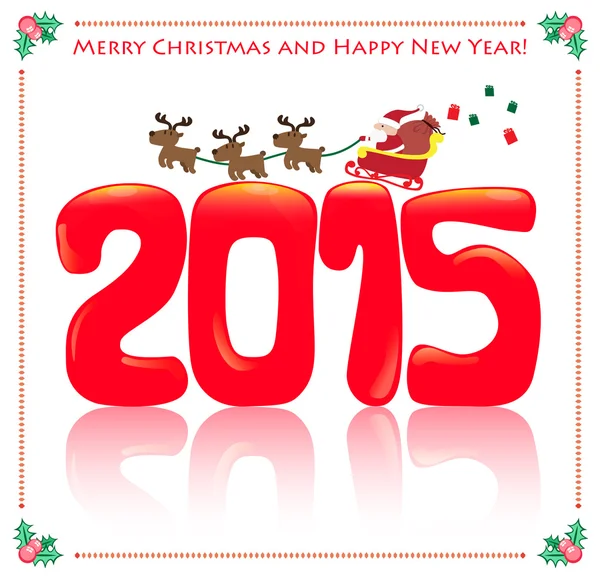 2015 and santa card — Stock Vector