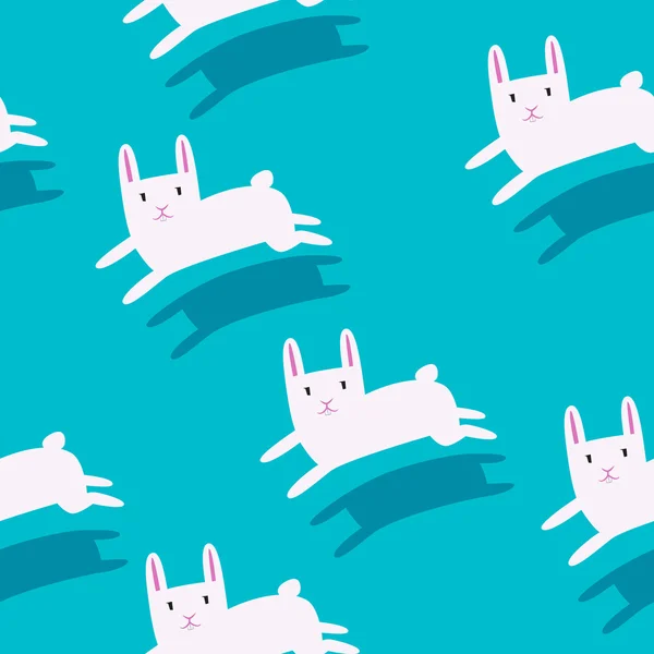 White rabbits running Seamless pattern — Stock Vector