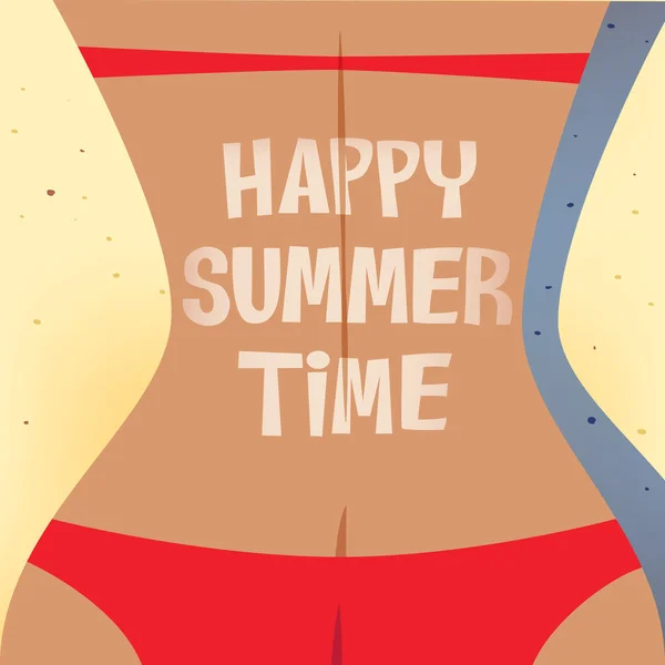 女の子日光浴幸せな夏の時間 — ストックベクタ