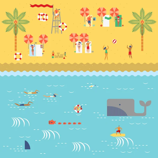 Summer time at the beach — Stock Vector