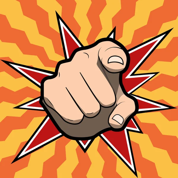 Pointant doigt ou icône pointant de la main isolé sur fond coloré — Image vectorielle