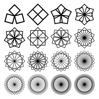 Yuvarlak süsler ayarlayın. Soyut yaratıcı çiçek