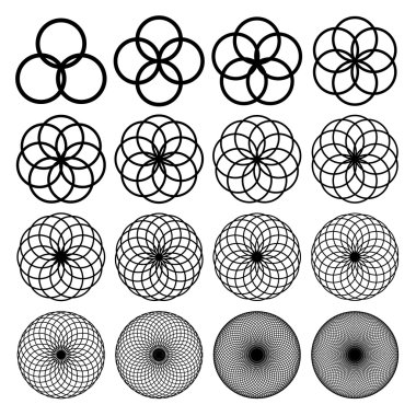 Yuvarlak süsler ayarlayın. Soyut yaratıcı çiçek
