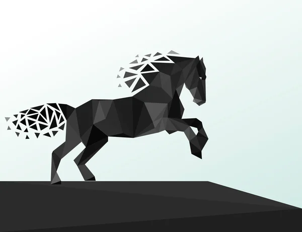 Schwarz Pferd polygonal geometrisch, Muster-Design — Stockvektor
