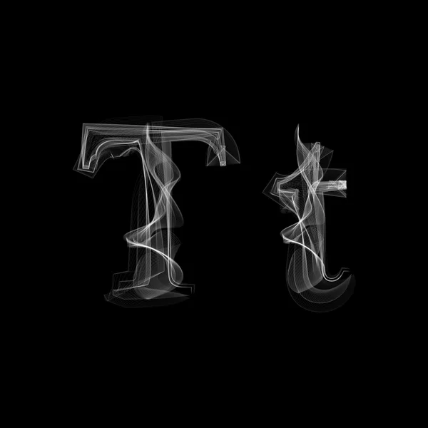 Smoke font. Letter T — Stock Vector
