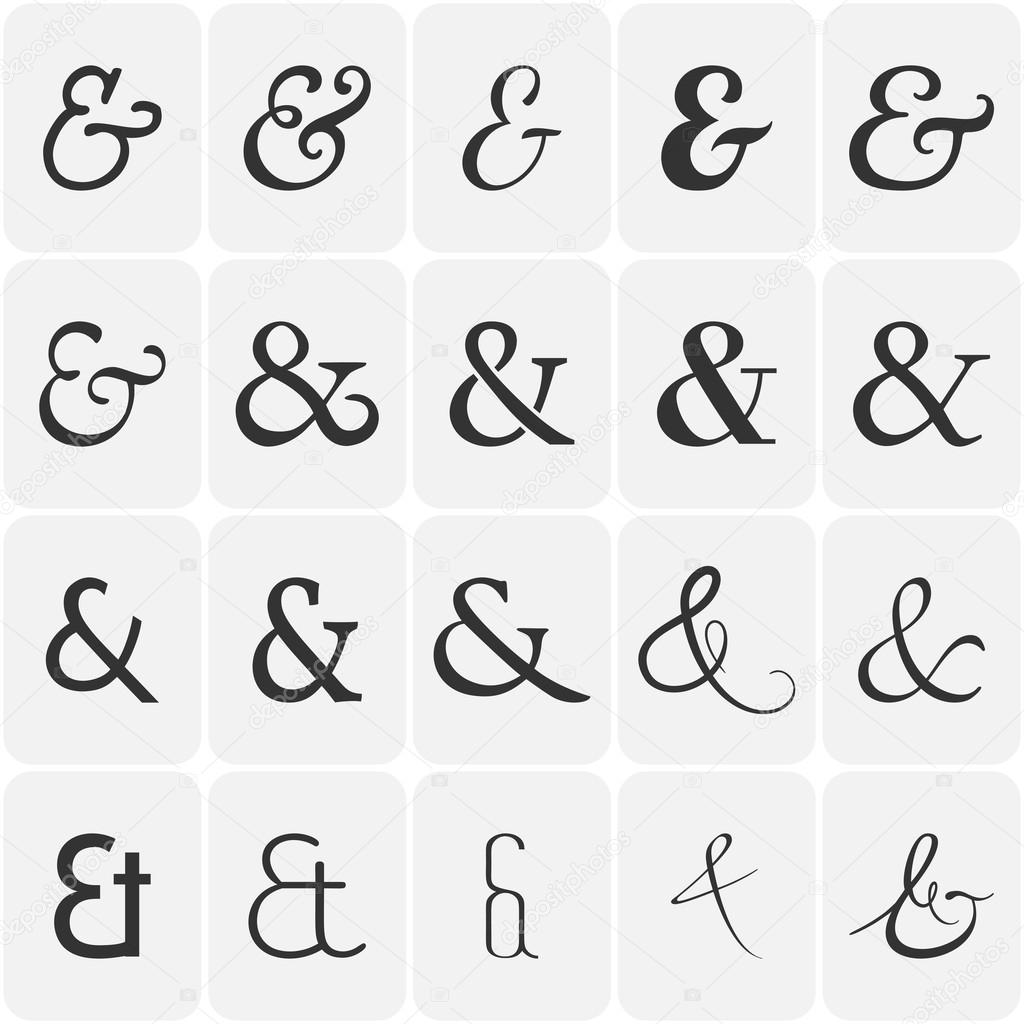 Collection of  ampersands for lettes and invitation. Vector illustration