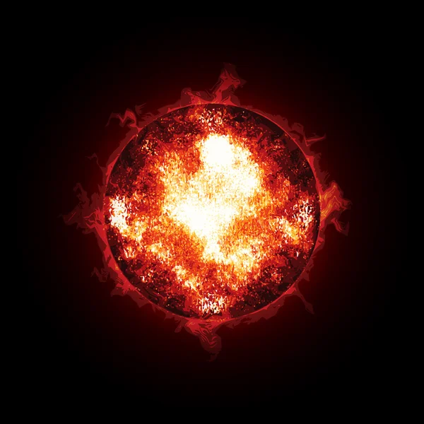Fire Ball Planet. Illustration sur fond noir — Image vectorielle