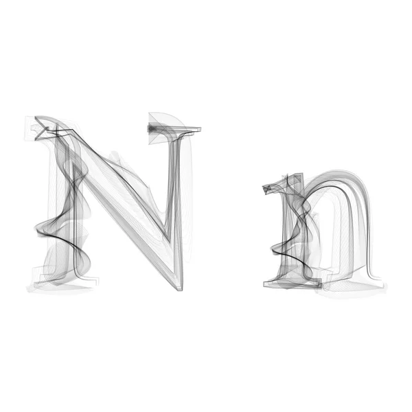 Zwarte rook lettertype. Letter N — Stockvector