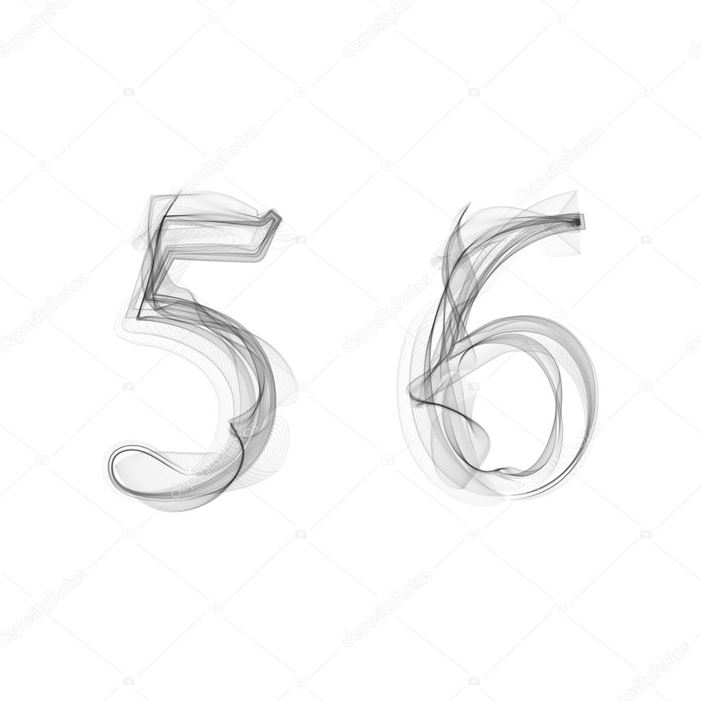 Black Smoke font. Numbers 5 6