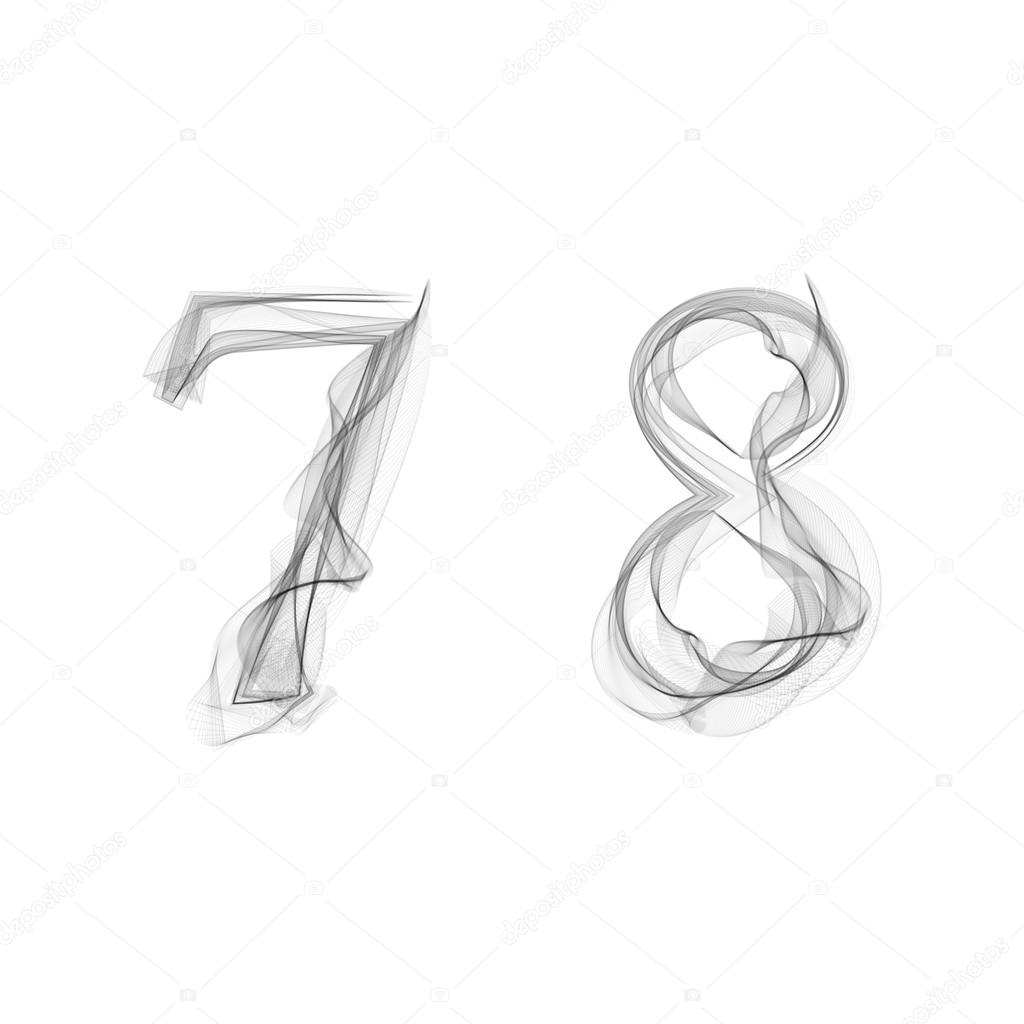 Black Smoke font. Numbers 7 8