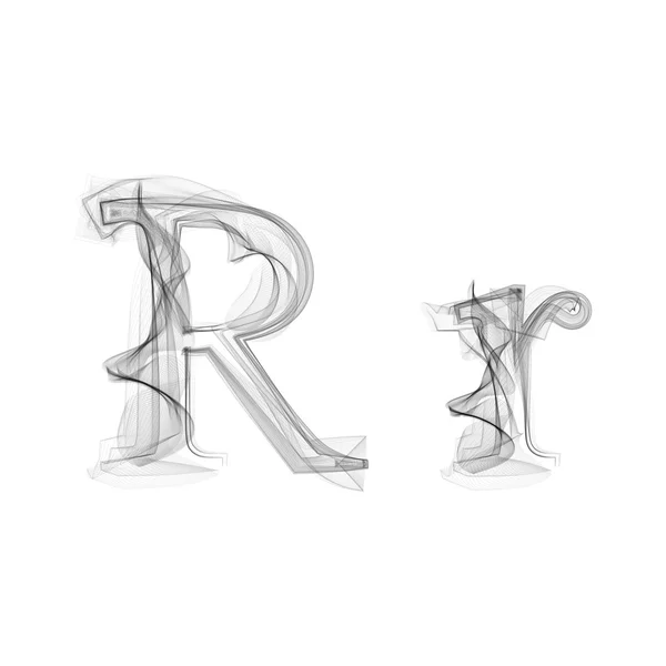 Zwarte rook lettertype. Letter R — Stockvector