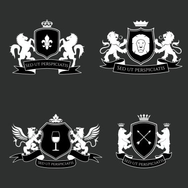 Hanedan işaretler, öğeleri, Insignia. Vektör set