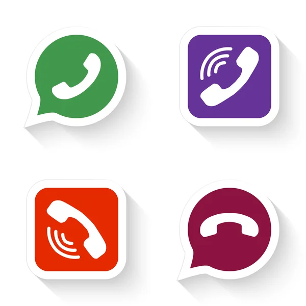 Phone icons set in speech bubble and button — Stock Vector