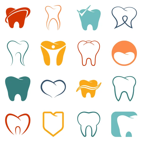 Set di icone vettoriali denti e denti — Vettoriale Stock