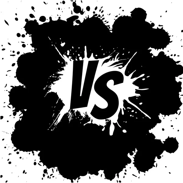 Versus letters logo. Black V and S on white splash. — Stockový vektor