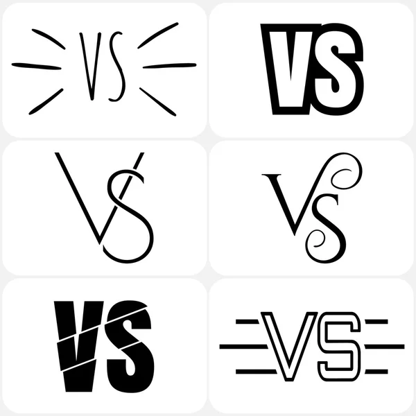 Versus letters logo. Black V and S symbols collection. — Stock Vector