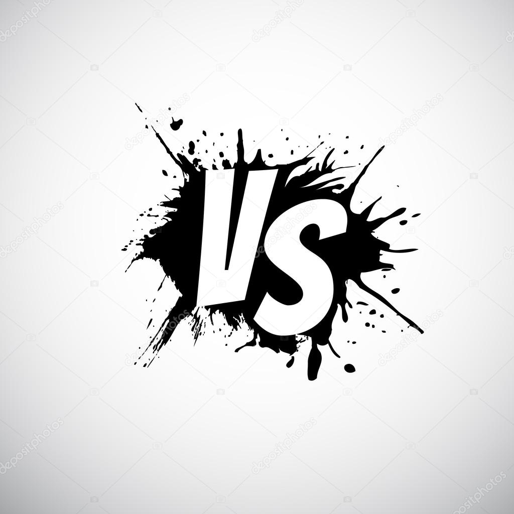 Versus Letters Logo White V And S On Black Splash Stock Vector