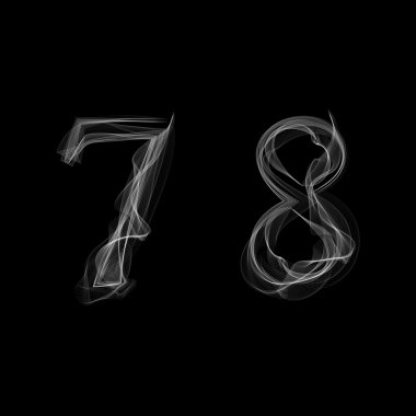 Smoke font. Numbers 7 8 clipart